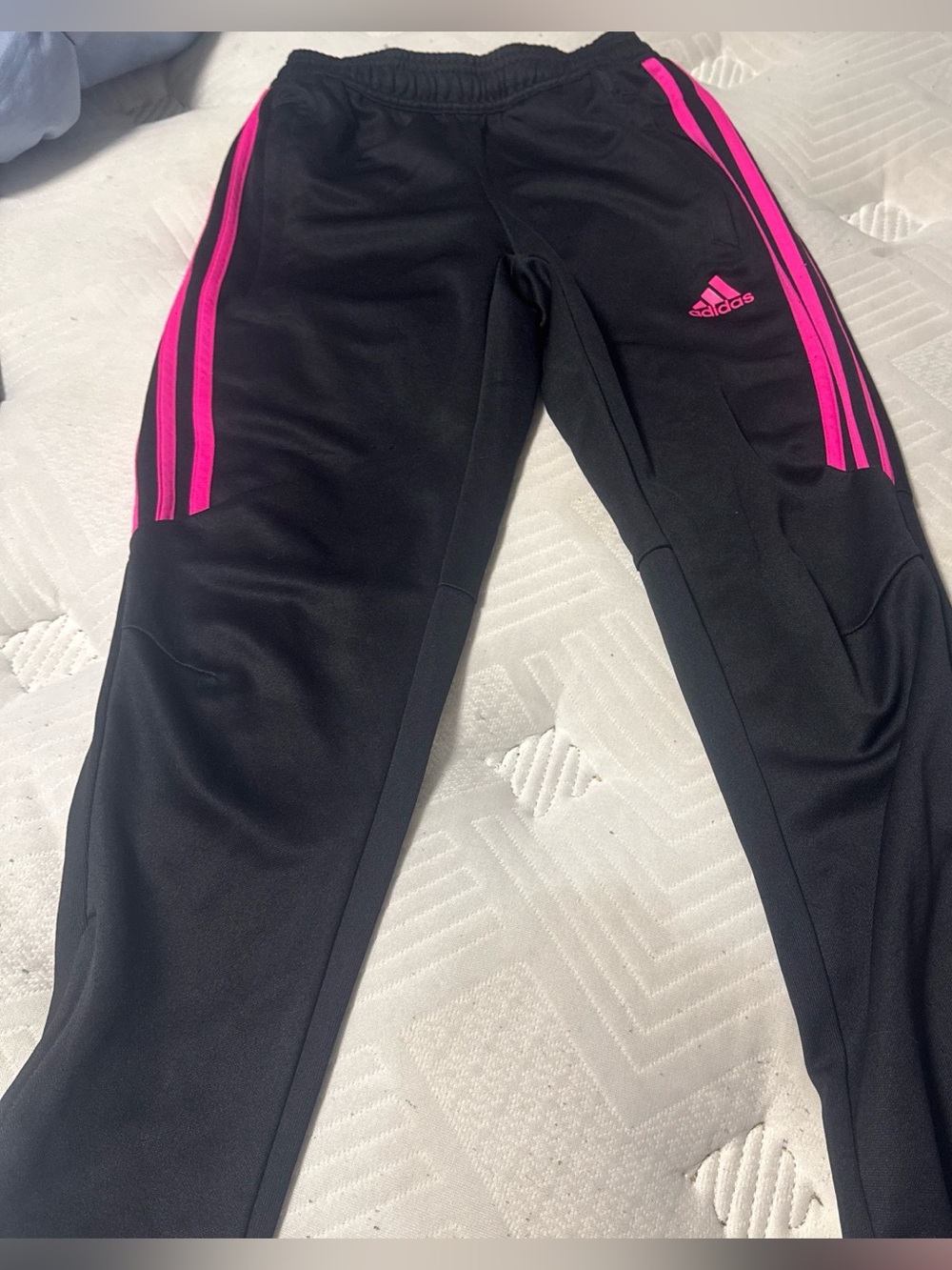 adidas Black Joggers with Hot Pink Stripes